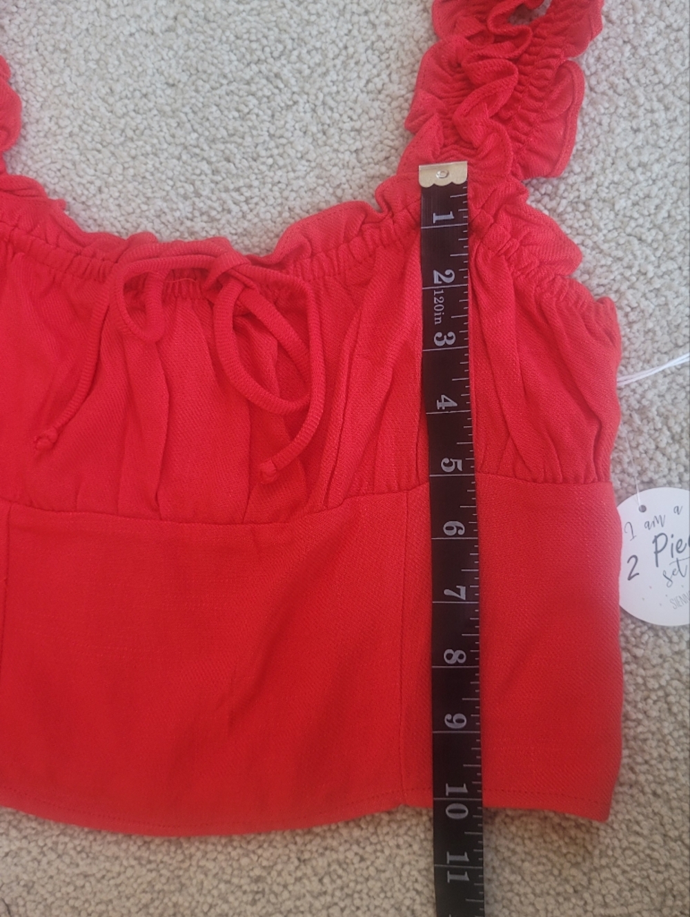 *NWT* Trendy Sienna Sky Red Ruffled Crop Top and Wide Leg Pants Set Sz M - Picture 6 of 9